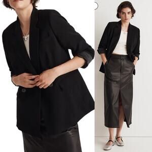 NWT Madewell The Rosedale Blazer in Crepe True Black Size 6 Suit Jacket‎ Career